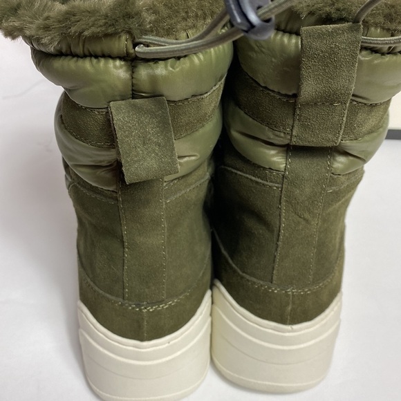 J Slides Jordy khaki green suede faux fur boots size 10 NIB - Picture 3 of 6